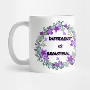 Different is beautiful purple wreath Mug